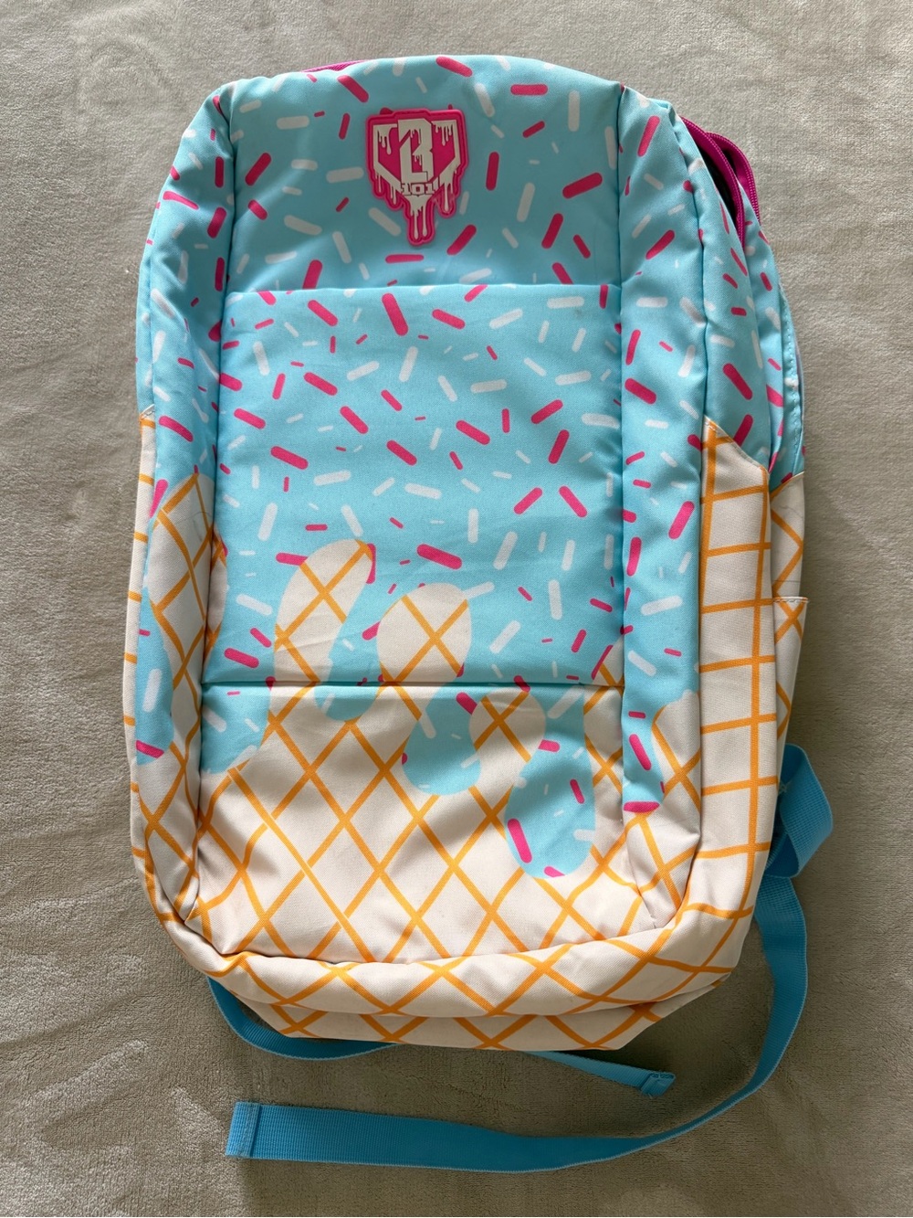 Kids Ice Cream Print Backpack - Blue & Cream